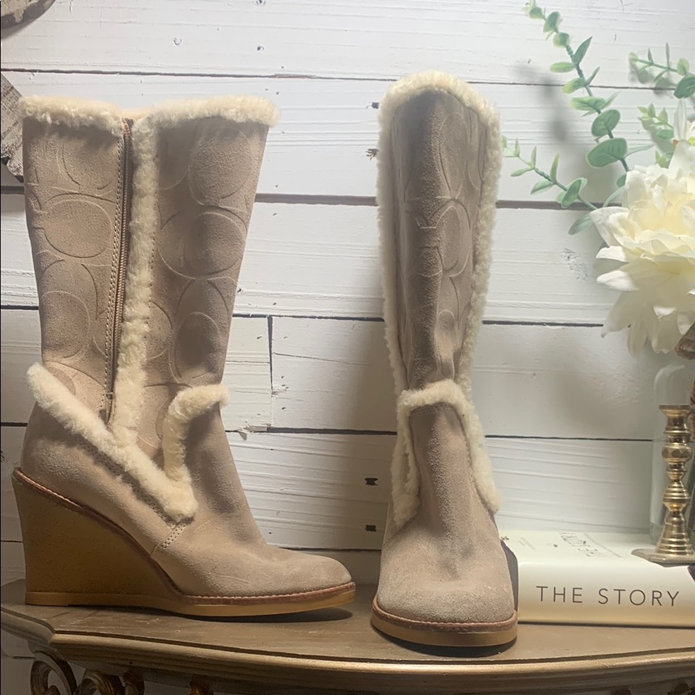 Coach Tan Wedge Shoes with Stylish Design